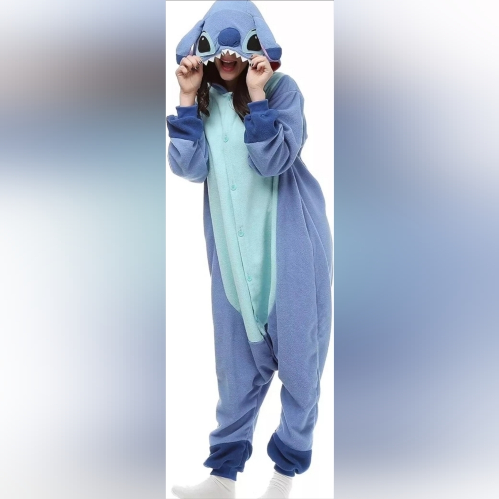 Adult Stitch Hututu Pajamas Stitch Cosplay Halloween Costume Unisex Onesie Sz. S